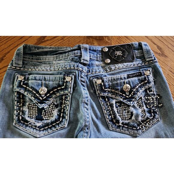 Miss Me JE5864BR rhinestones studs embroidered distressed Boot Capri size 26 EU - Picture 6 of 11